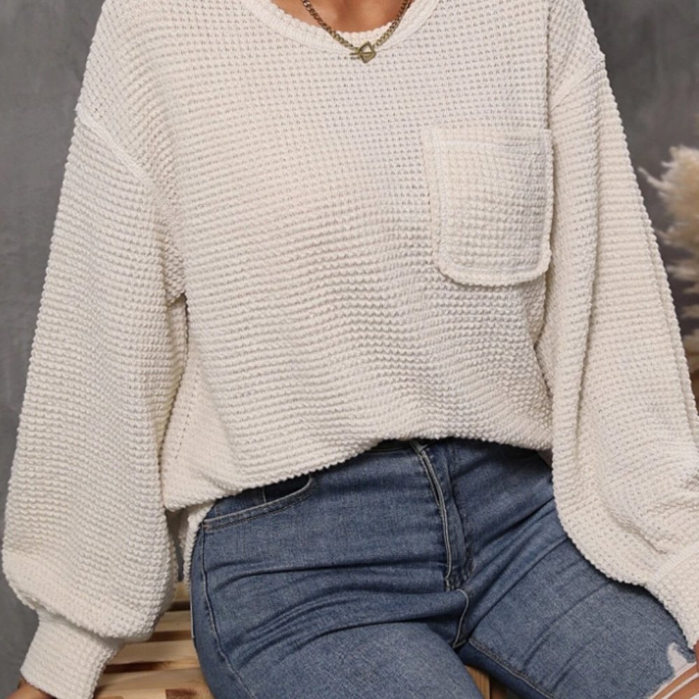 2XL WAFFLE KNIT LONG SLEEVE NWT